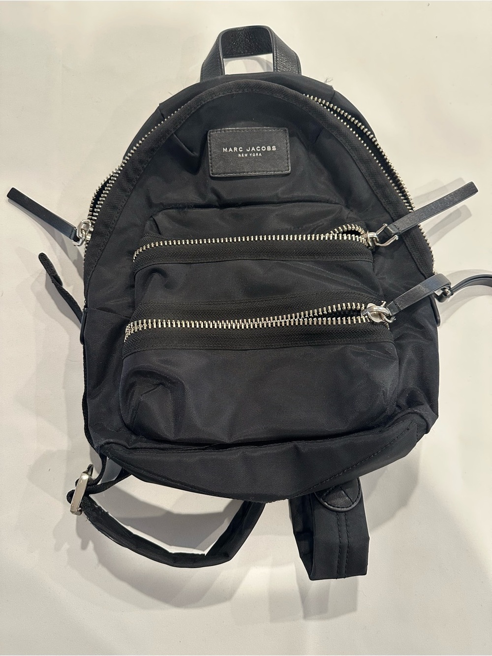 Marc Jacobs Black Nylon Mini Daypack with Silver Zippers